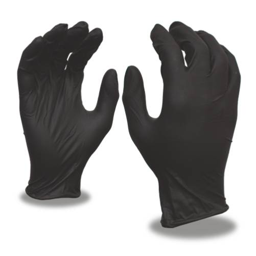 A pair of black gloves with the word " glove " on it.